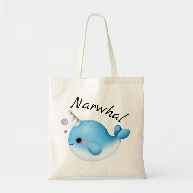 Tote Bolsa Cute Narwhal (Frente)
