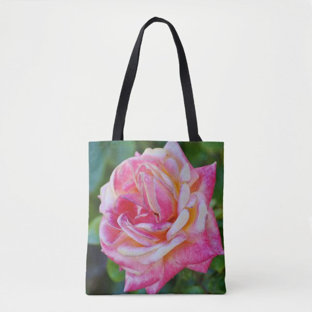 Tote Bolsa da Bíblia de Rosa de Verso de Aproveitamento (Frente)
