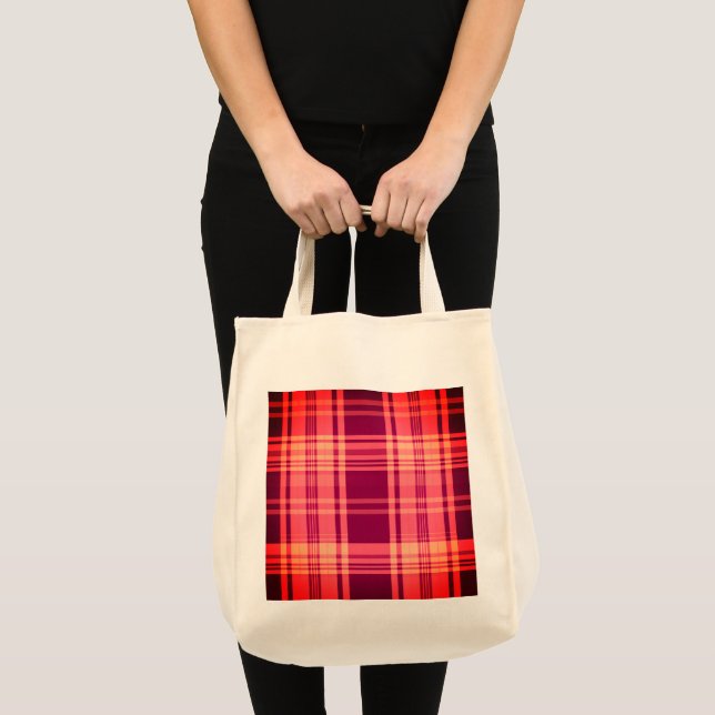 Tote Bolsa da Burgundy Check Grocery (Frente (produto))