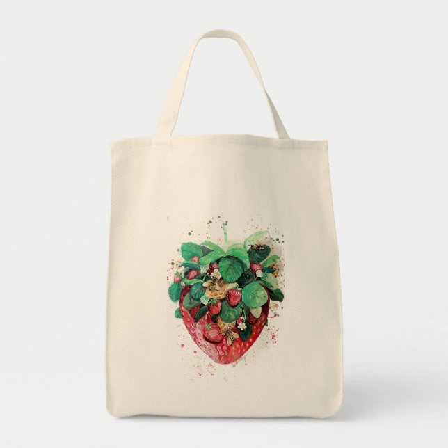 Tote Bolsa da Grocería de Morango (Frente)