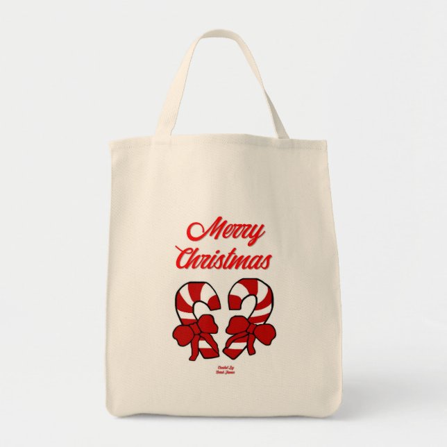 Tote Bolsa da Grocery Canes de Natal (Frente)