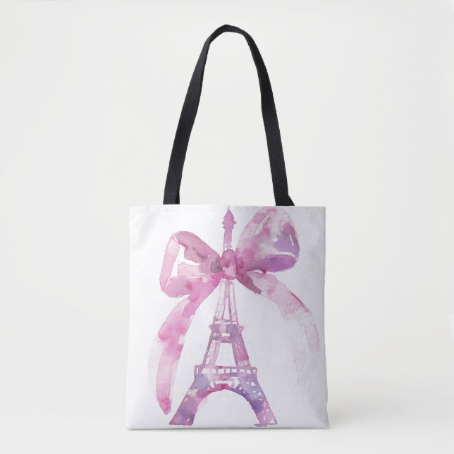 Tote Bolsa da Torre Eiffel Paris Rosa (Frente)