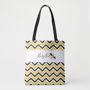 Tote Bolsa de Abelhas Ocupadas, Amarelo, Branco e Negra