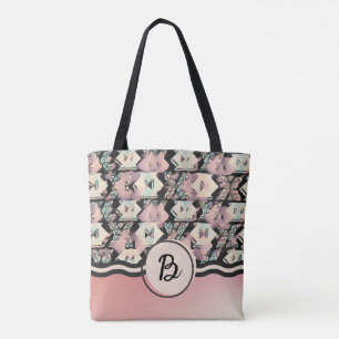Tote Bolsa de Abstrato azul, rosa e preto