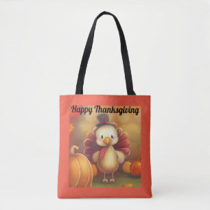 Tote Bolsa de Ação de Graças Feliz e Bonito para a Turq