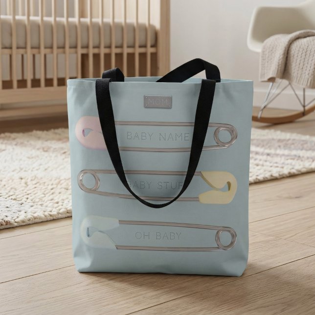 Tote Bolsa de Alfinetes de Fralda Azul para Bebê Menino (Great tote bag for New Moms)