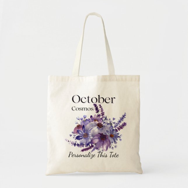 Tote Bolsa de aniversário personalizado de outubro com  (Frente)