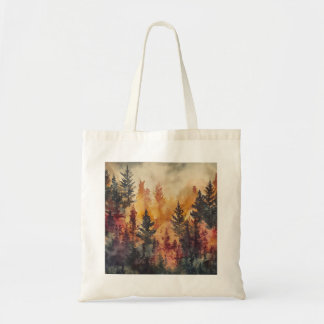 Tote Bolsa de Aquarela da Floresta de outono