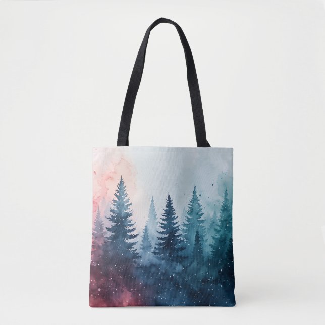 Tote Bolsa de Aquarela de Pinheiros de Natal (Frente)