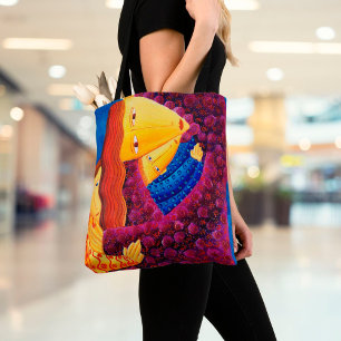 Tote Bolsa de Arte da Família Pintura em acrílico de 