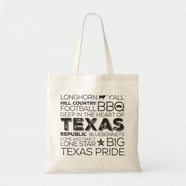 Tote Bolsa de Arte do Metrô do Texas - Negro (Frente)