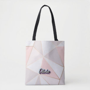 Tote Bolsa de arte geométrica em Rosa Dourado