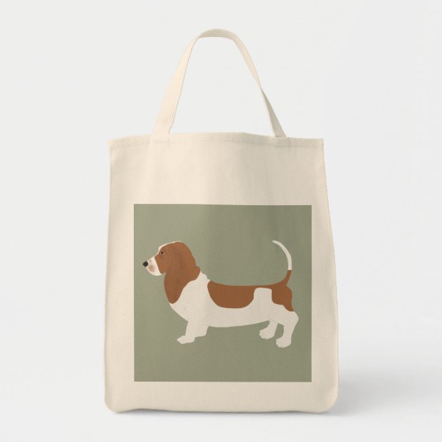 Tote Bolsa de basset Hound Grocery (Frente)