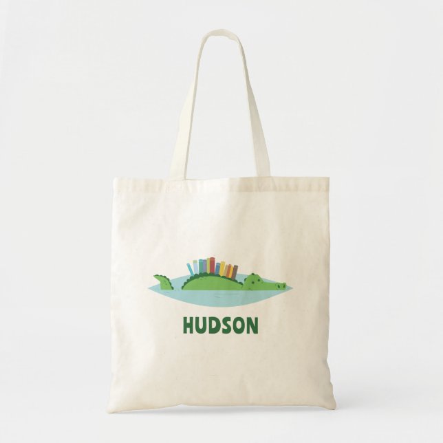 Tote Bolsa de biblioteca de jacaré fofo (Frente)