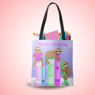 Tote Bolsa de Biblioteca de Leitura da Menina Preguiça 