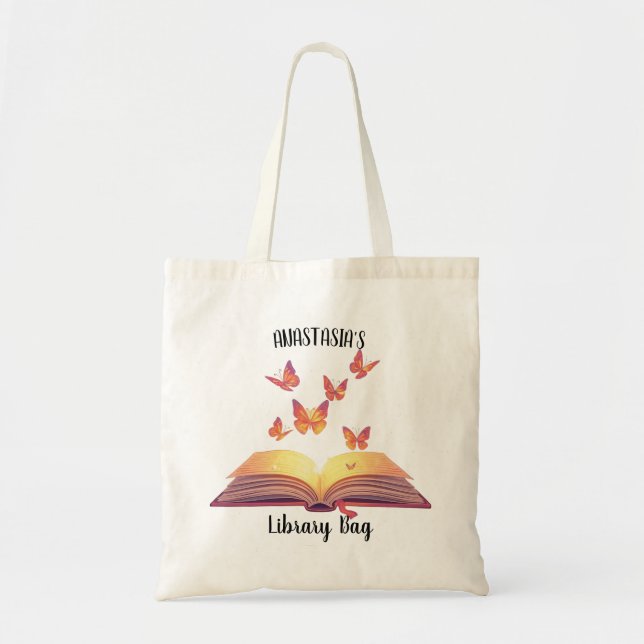 Tote Bolsa de Biblioteca Personalizada para Menina Bols (Frente)