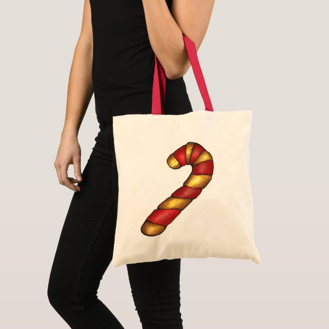 Tote Bolsa de Biscoito de Pimenta do Natal Candy Cane C (Frente (produto))