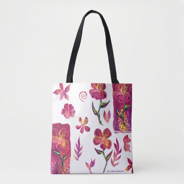 Tote Bolsa de Blooms Negros (Frente)