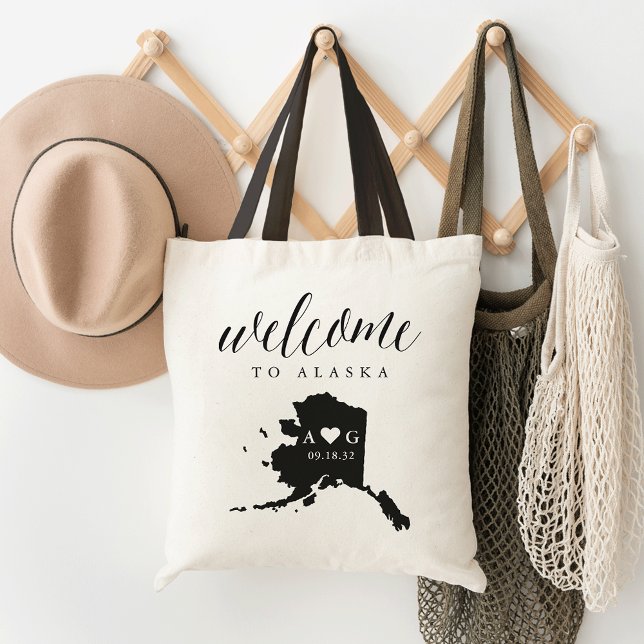 Tote Bolsa de Boas-vindas do Casamento Silhouette State (Criador carregado)