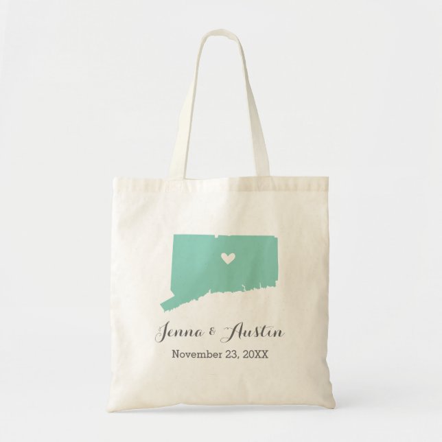 Tote Bolsa de Boas-vindas do Connecticut Wedding (Frente)