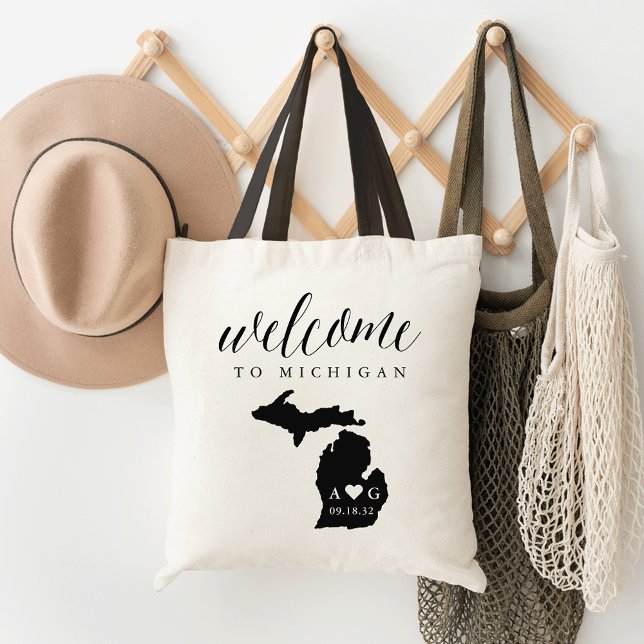 Tote Bolsa de Boas-vindas do Silhouette State Michigan (Criador carregado)
