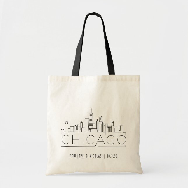 Tote Bolsa de Boas-vindas personalizadas de Chicago Wed (Frente)