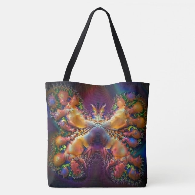 Tote Bolsa de borboleta abstrato (Verso)