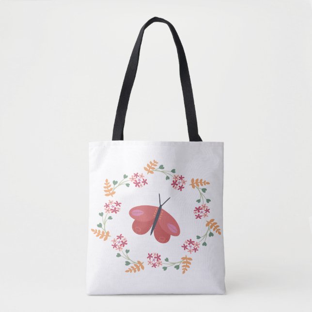 Tote Bolsa de Borboleta Floral (Frente)