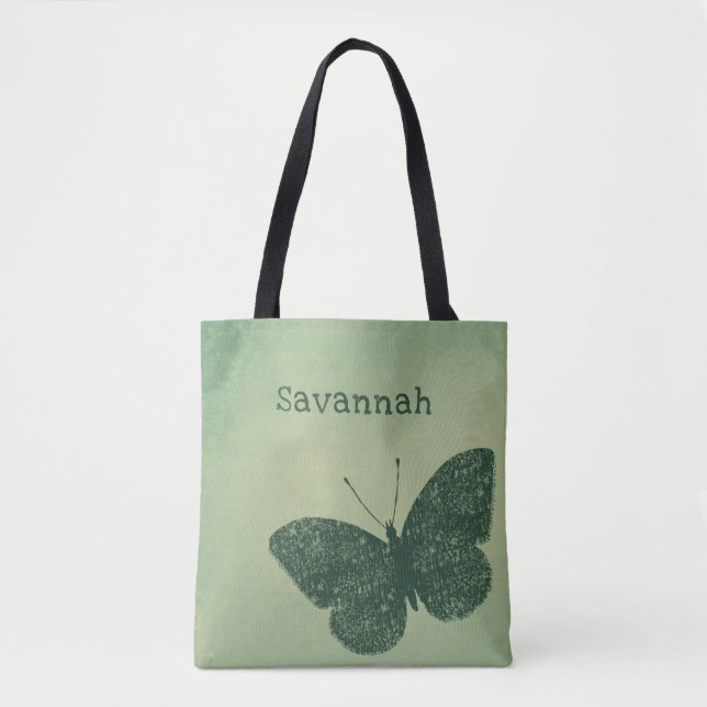 Tote Bolsa de Borboleta Verde Desvanecida (Frente)