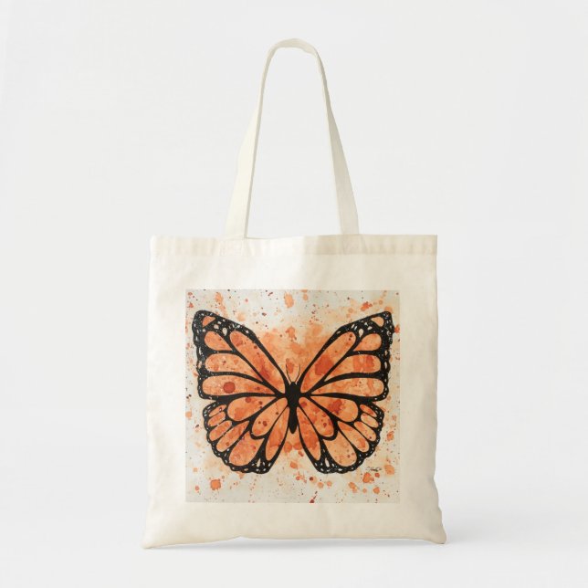 Tote Bolsa de Borboletas de Aquarela Monarca (Frente)