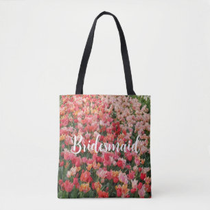 Tote Bolsa de Bridesmaid da Flor de Tulip Rosa Personal
