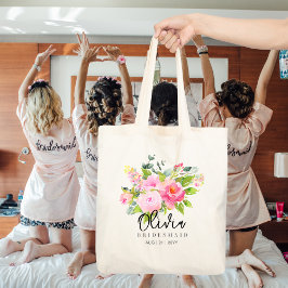 Tote Bolsa de Bridesmaid Personalizada | Flores De Cor 