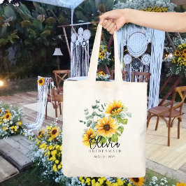 Tote Bolsa de Bridesmaid Personalizada | Girassóis Russ