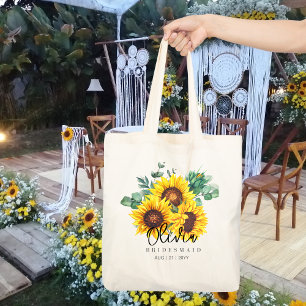 Tote Bolsa de Bridesmaid Personalizada Girassóis Russ