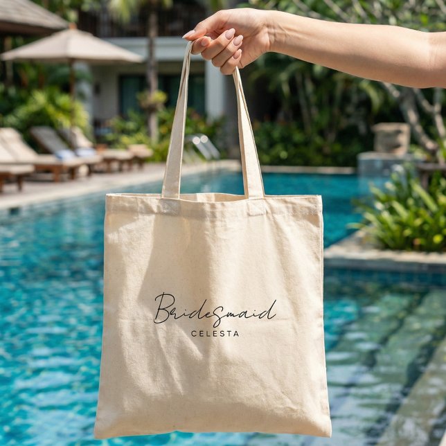 Tote Bolsa de Bridesmaid Personalizável Elegante Simple (Criador carregado)