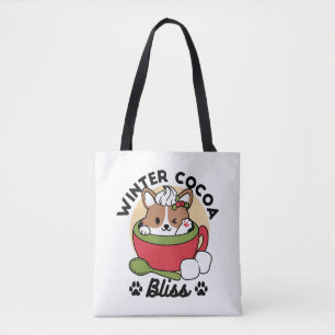 Tote Bolsa de Cacau de inverno - Cachorro-Bonito em Des