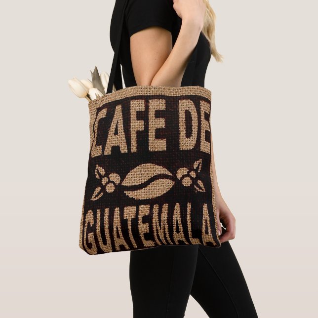 TOTE BOLSA DE CAFÉ EM SACO DE ANIAGEM FALSA, GUATEMALTE (Close Up)