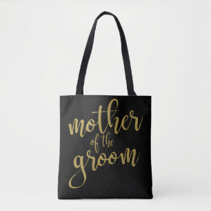 Tote Bolsa de Caligrafia Dourada para a Mãe do Noivo