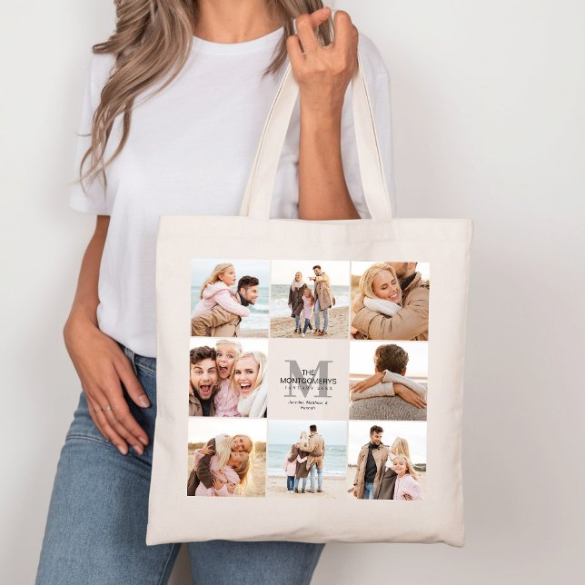 Tote bolsa de Canvas de Colagem de Fotos da Família 8 (Criador carregado)