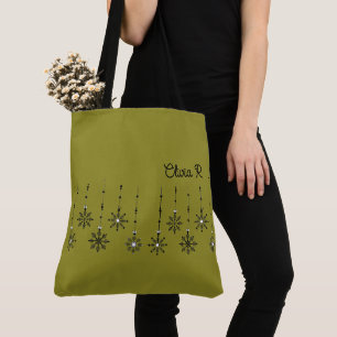 Tote Bolsa de Canvas de de Floco de Neve Personalizável