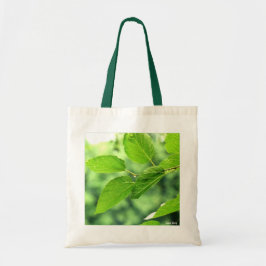 Tote bolsa de Canvas de de 'Folhas de Verão com Gotas d