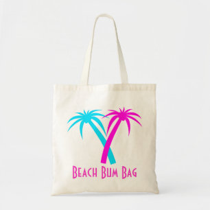 Tote Bolsa de canvas de Palmeiras rosa e aquamarina