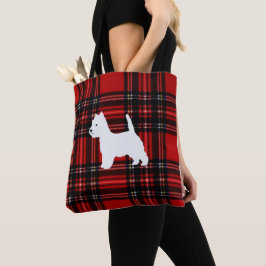 Tote Bolsa de Canvas de xadrez com Westie