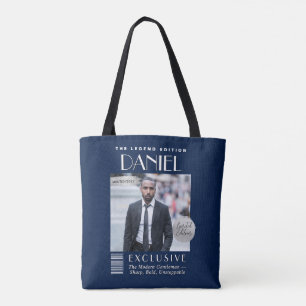 Tote Bolsa de Capa de Revista Personalizada, Moda Mascu
