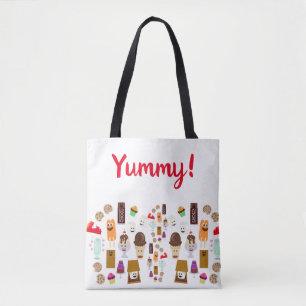 Tote Bolsa de Cartoon de Caracteres de Comida de Doce
