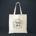 Tote Bolsa de Casamento Botânico de Bridesmaid Gift Gre<br><div class="desc">Bolsa de presente moderno de madrinha com verde botânico. Festa de casamento.</div>