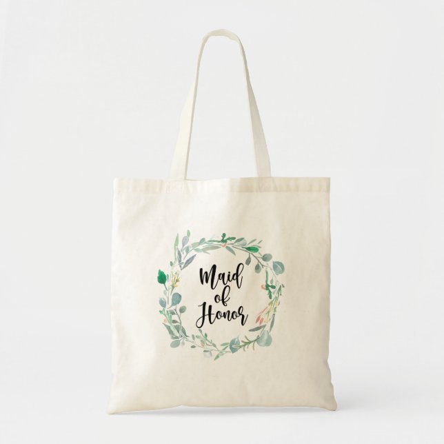 Tote Bolsa de Casamento Botânico de madrinha de casamen (Frente)