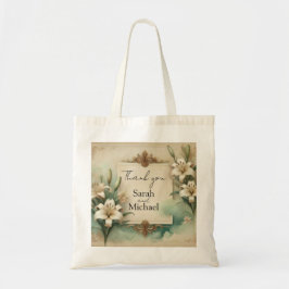 Tote bolsa de casamento com lírios vintage