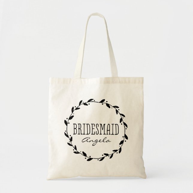 Tote Bolsa de Casamento de Bridesmaid, por Whimsical Wr (Frente)