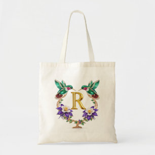 Tote Bolsa de Casamento R Monograma de Beija-Flor Luxuo